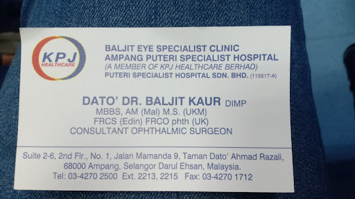 Baljit Eye Specialist Clinic, Ampang Puteri Specialist Hospital
